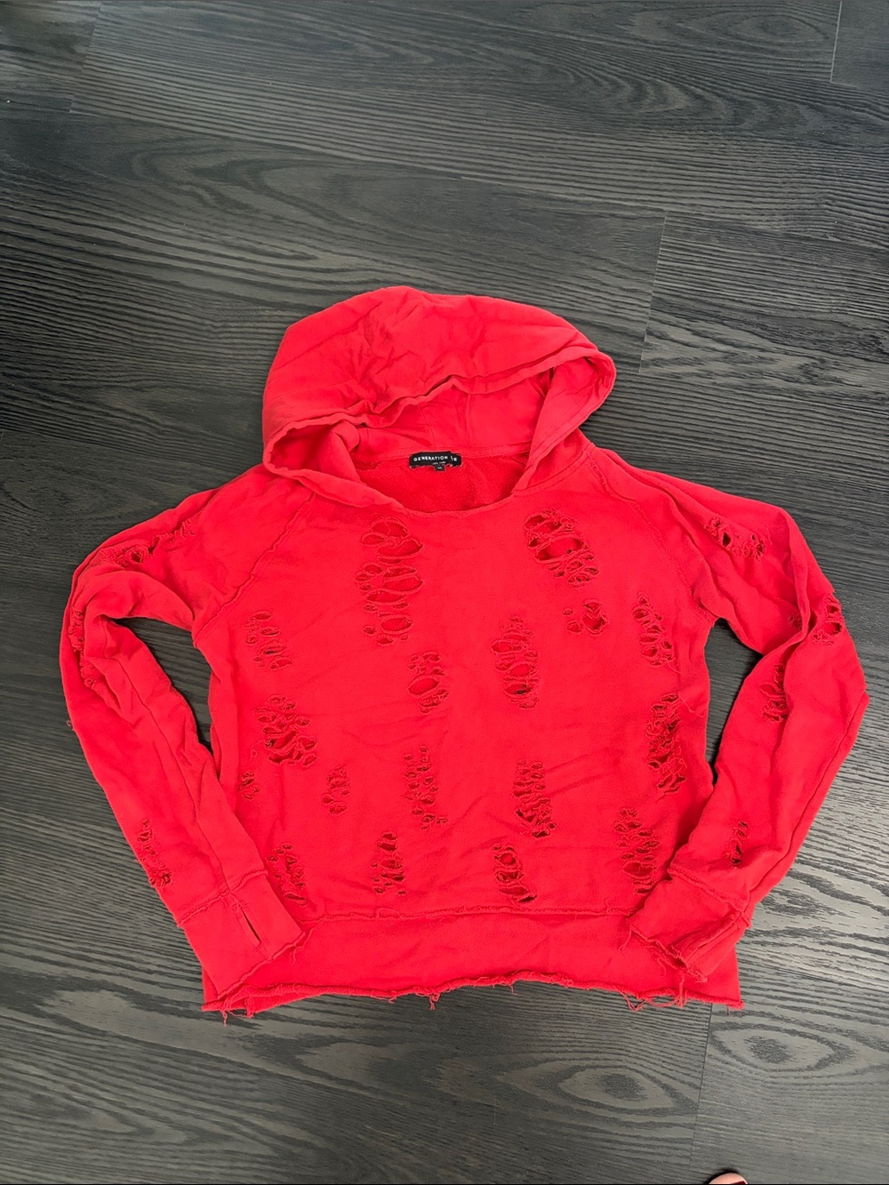 Generation Love Distressed Red Hoodie Sweater